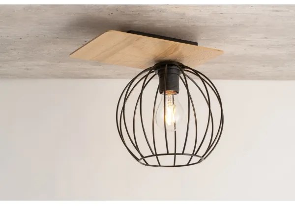 Lampadario a plafone CYBER 1xE27/60W/230V legno/nero