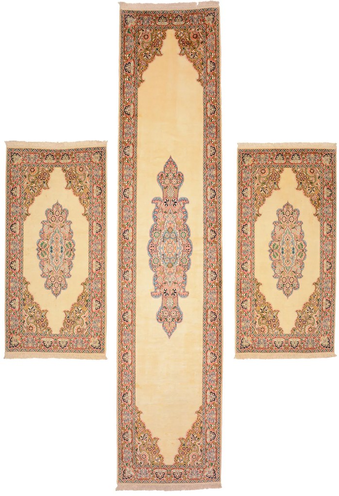 Cashmere Silk Tappeto 340x70 (Indian) Annodato A Mano