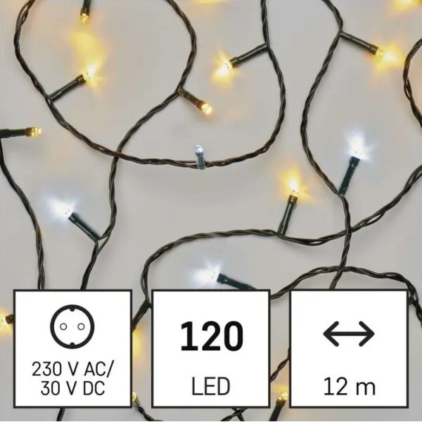 Catena LED da esterno natalizia 120xLED/17m IP44 bianco caldo/freddo