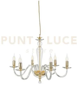 Lampadario paganini 6 luci cristallo oro attacco e14 d.70cm