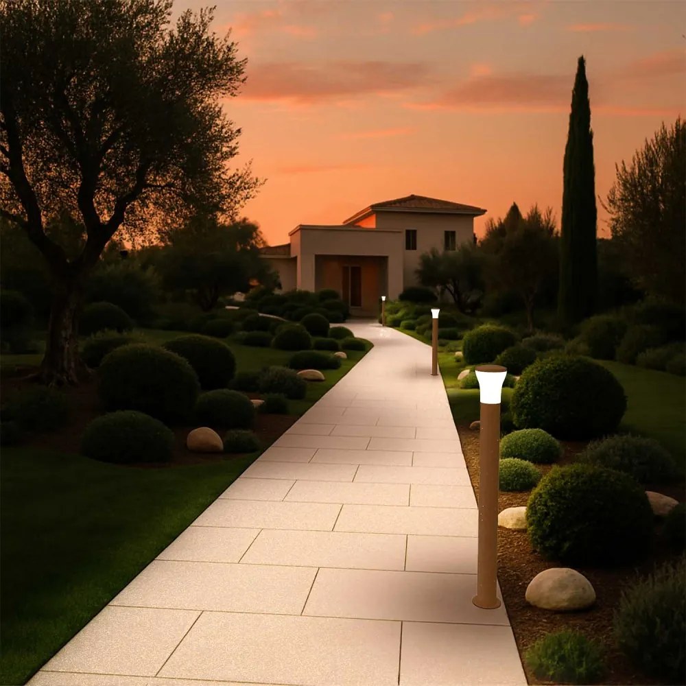 Paletto da Giardino 100cm, Acciaio Inox CORTEN, IK06, IP54, E27, Serie DELTA Colore Corten