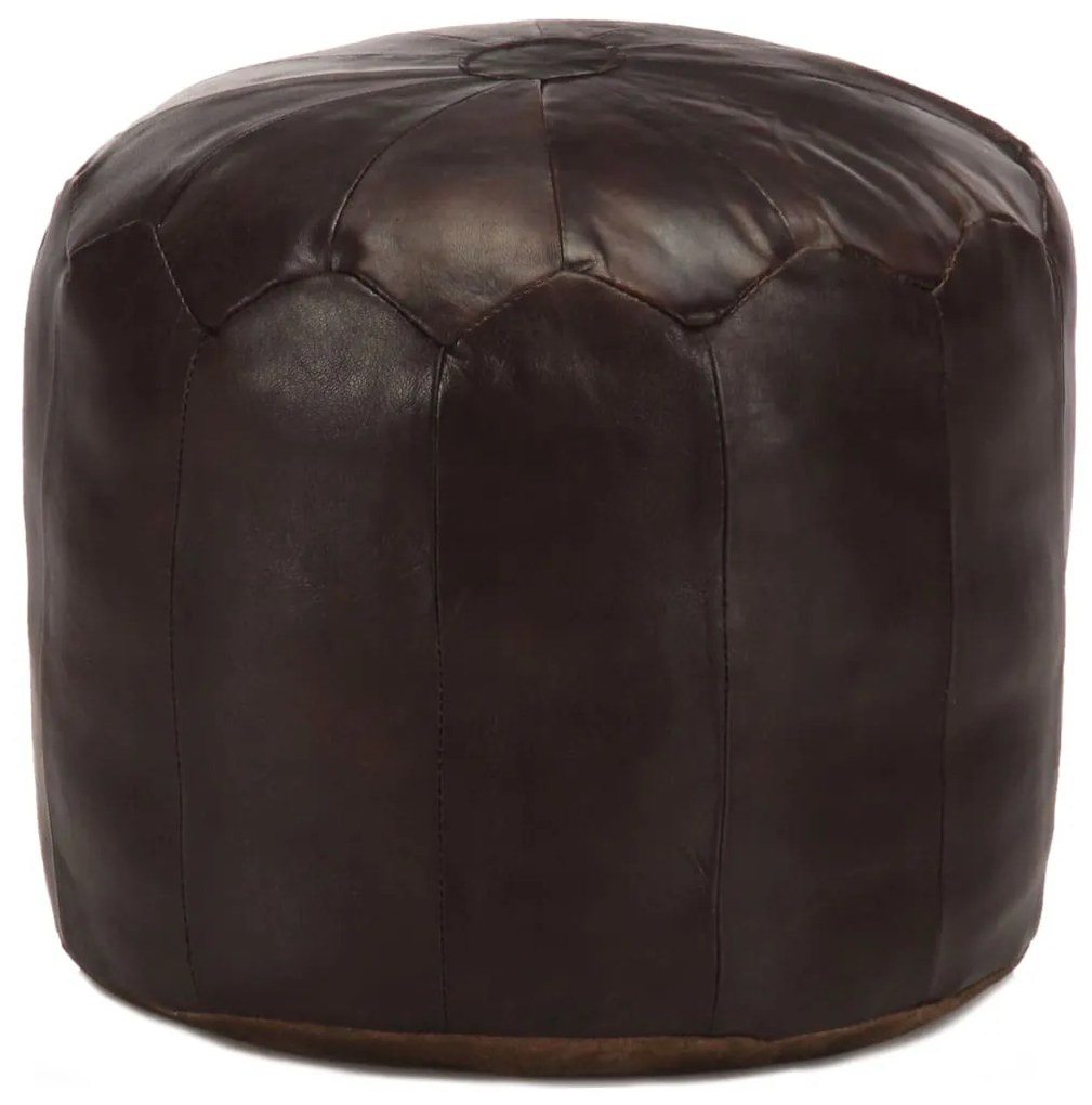 Pouf Marrone Scuro 40x35 Cm İn Vera Pelle Di Capra /