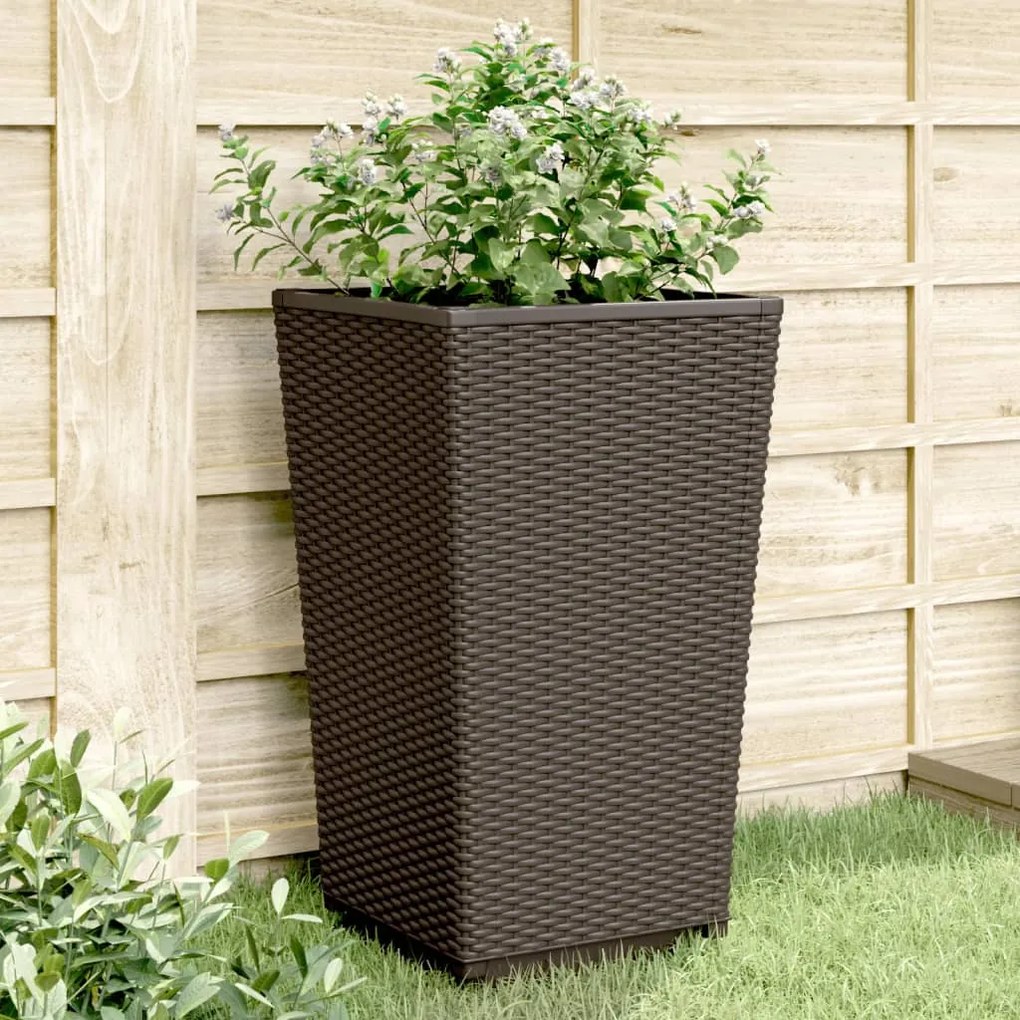 Fioriere Da Giardino 2 Pz Marrone 32,5x32,5x57 Cm İn Pp /