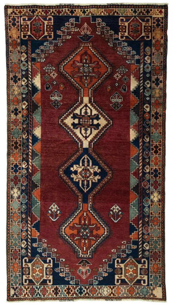 Shiraz Tappeto 230x130 Rosso (Iran) Annodato A Mano