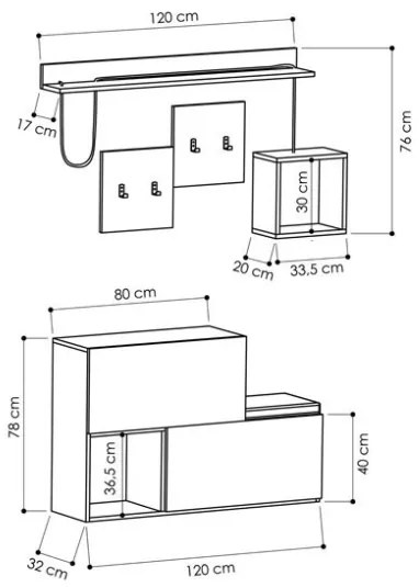 Mobile Da Ingresso Con Scarpiera Appendiabiti E Mensole Effetto Legno Holdon