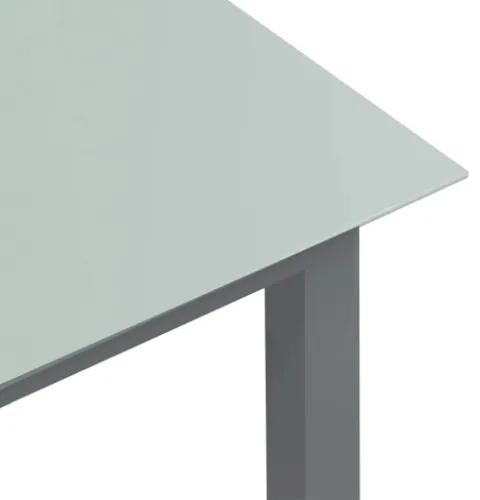 Tavolo da Giardino Grigio Chiaro 150x90x74cm Alluminio e Vetro