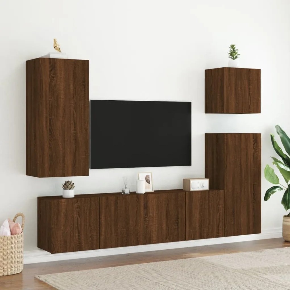 Mobile tv parete rovere marrone 40,5x30x90 cm legno multistrato