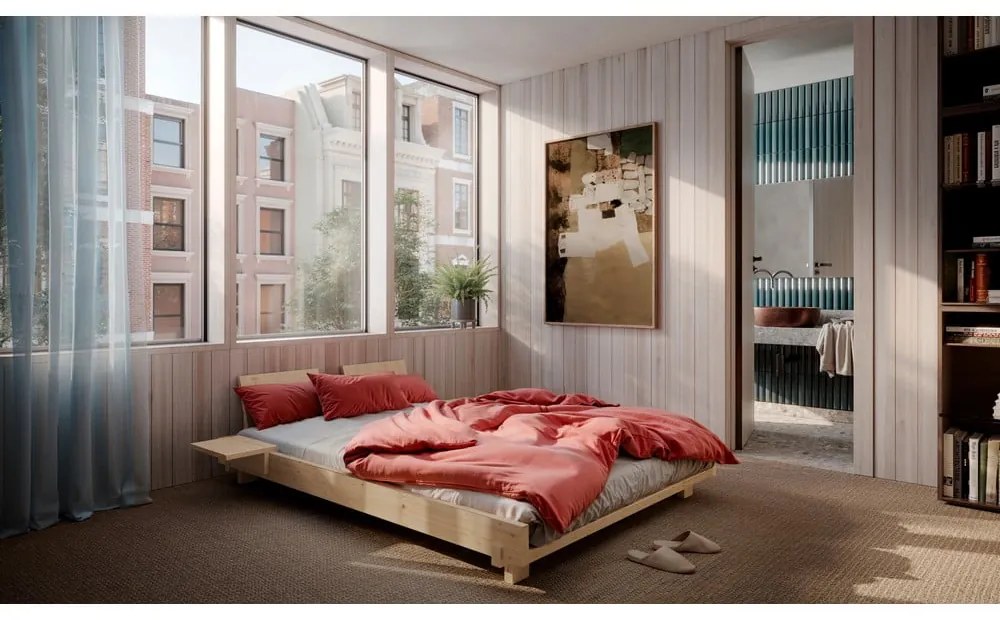 Letto matrimoniale marrone in pino massiccio con rete inclusa 160x200 cm Social – Karup Design