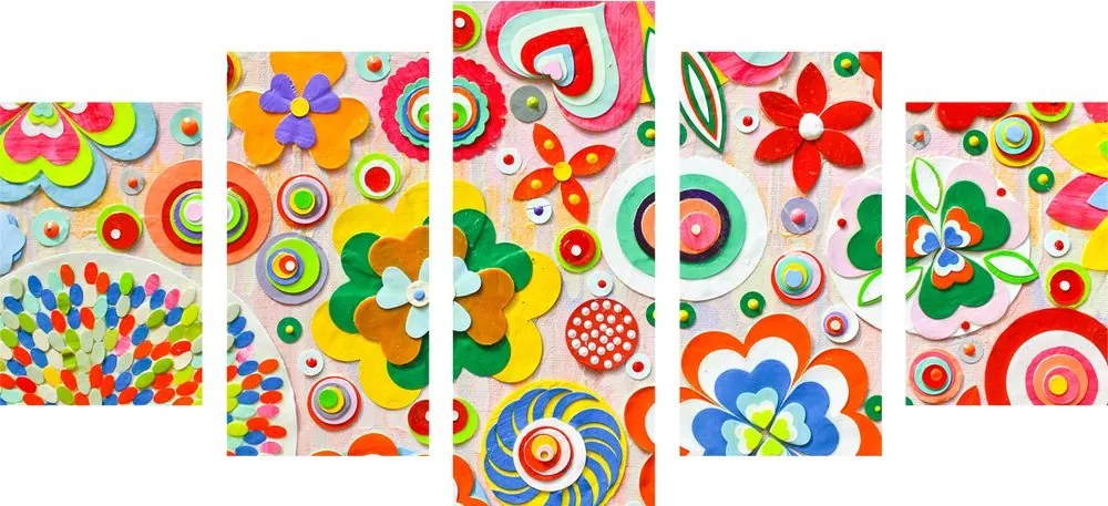 Quadri 5 pezzi – Astrazione di fiori
