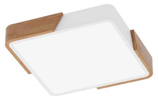 Plafoniera LED Quadrata 18W CCT, 30x30cm, Legno/Bianco Colore Bianco Variabile CCT