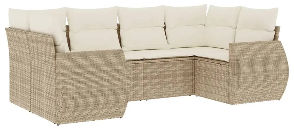 Set divano da giardino 6 pz con cuscini beige in polyrattan