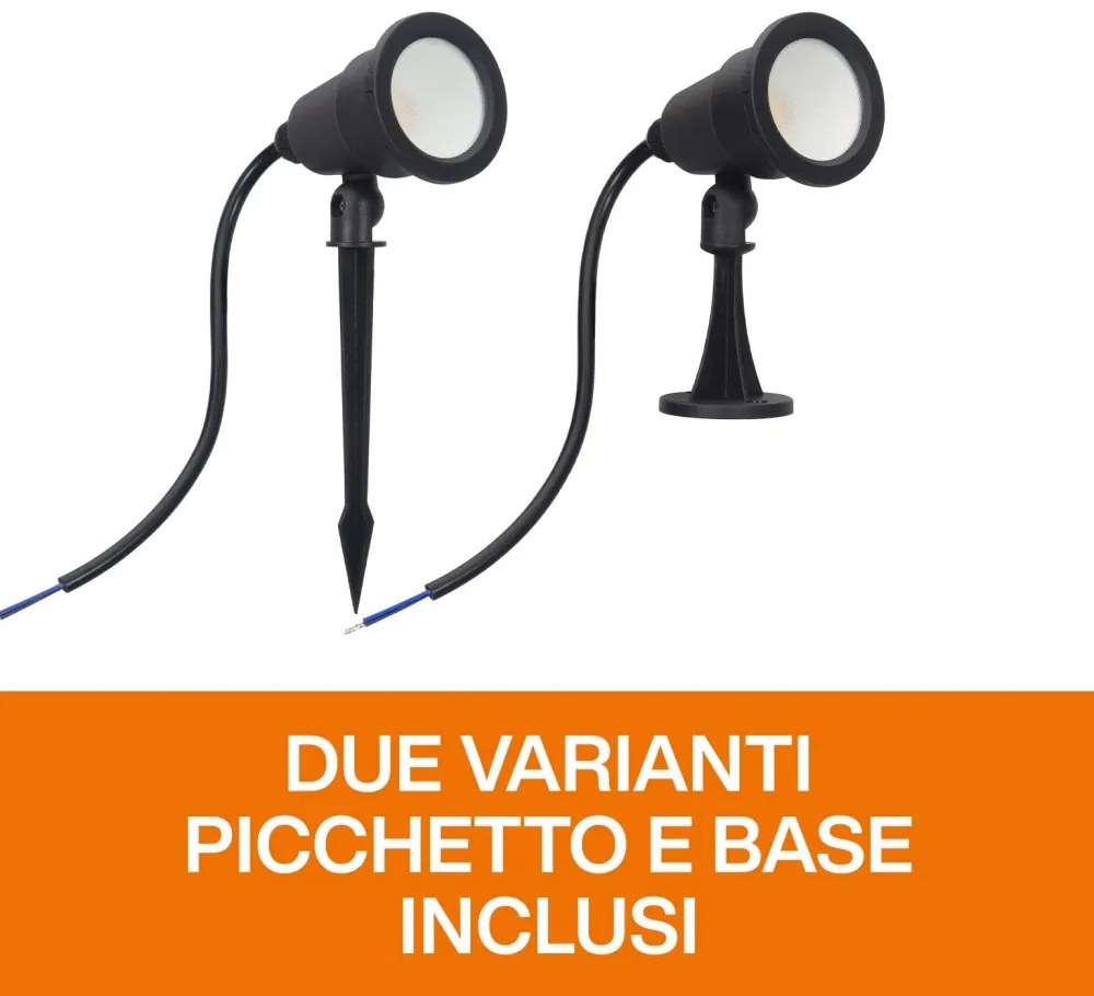 Faretto LED con Picchetto 5W, Orientabile Colore Bianco Naturale 4.200K