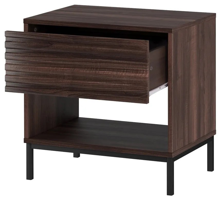 Comodino marrone scuro con piano effetto noce Celine - Støraa