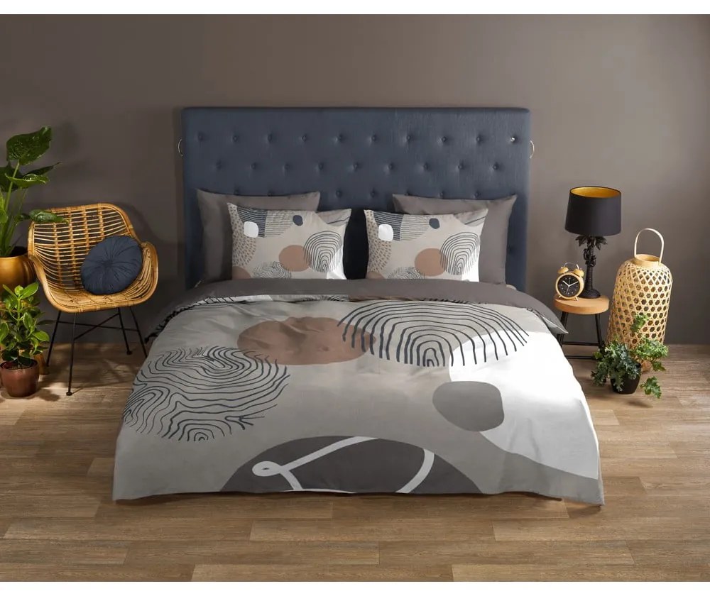 Set copripiumino e federa grigio in cotone per letto singolo ed esteso 140x220 cm Hendrik – Good Morning