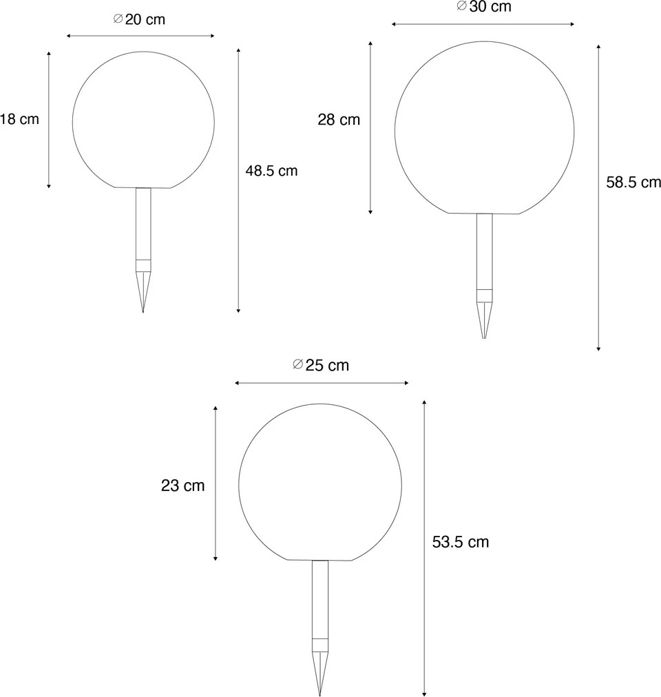 Set di 3 lampade da terra per esterni bianche con LED solari IP44 - Ludger