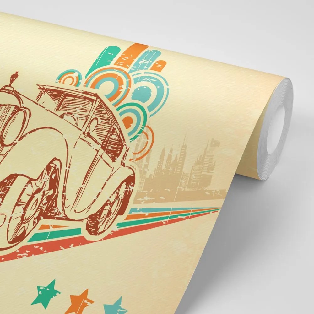 Carta da parati autoadesiva – Auto con sfondo vintage