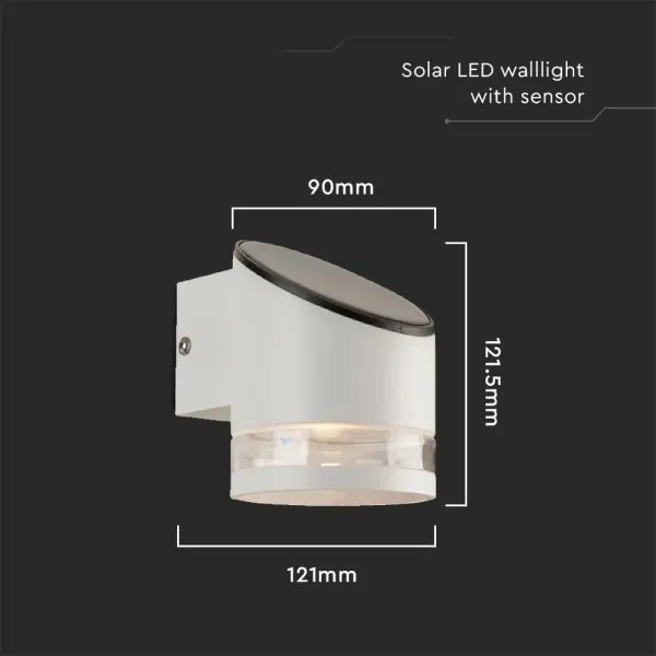 Applique a LED solare con sensore LED/1W/3,7V IP54 3000K 1200 mAh bianco