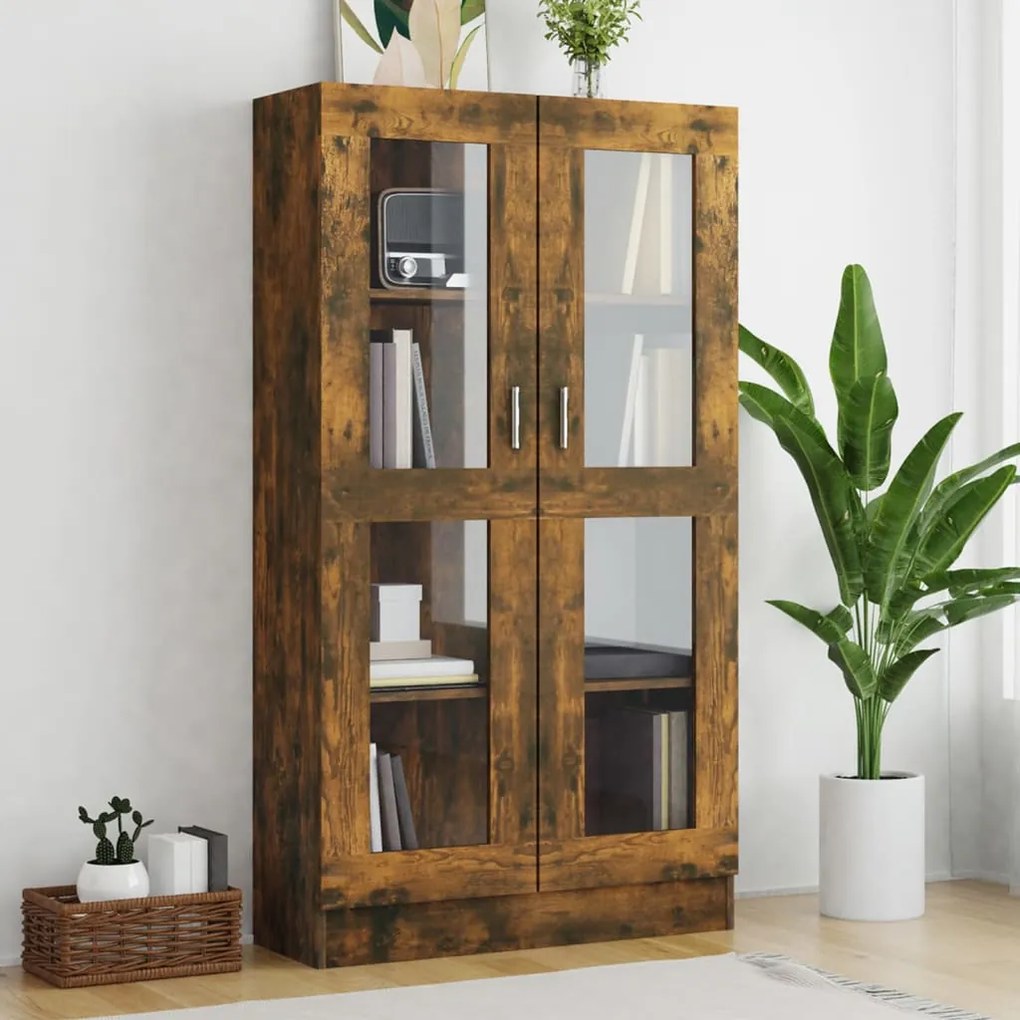Mobile Vetrina Rovere Fumo 82,5x30,5x150cm İn Legno Multistrato /