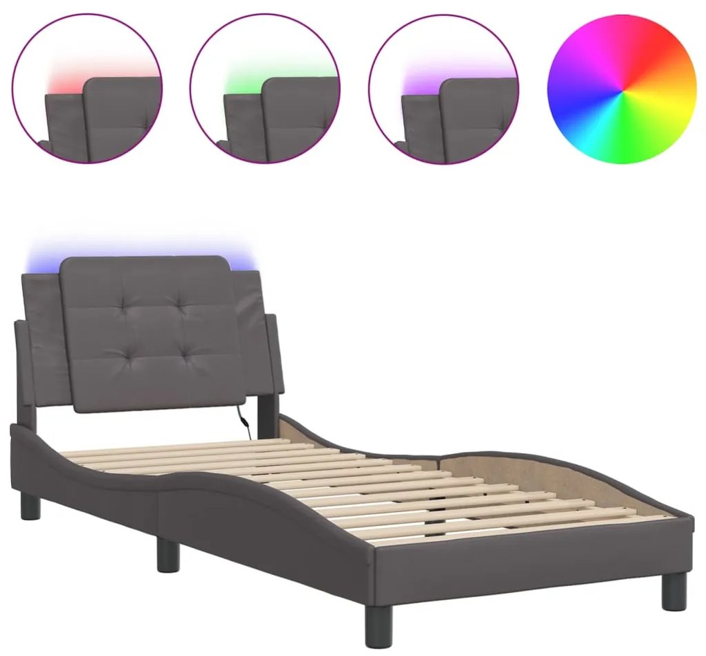 Giroletto con luci led grigio 80x200 cm in similpelle