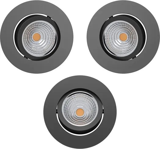 Eglo 902281 - Set da 3 lampade LED dimmerabili da incasso SALICETO, 6,4 W, 230 V, Ø 8,8 cm, nero