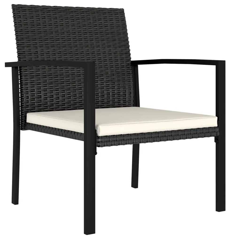 Sedie da pranzo per giardino 4 pz in polyrattan nero