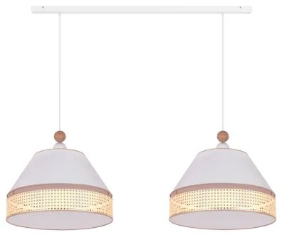 Duolla - Lampadario a sospensione con filo AVIGNON 2xE27/15W/230V bianco/rattan