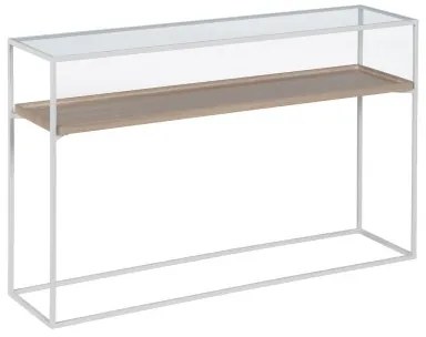 Console Bianco Naturale Cristallo Ferro Legno MDF 120 x 30 x 75 cm