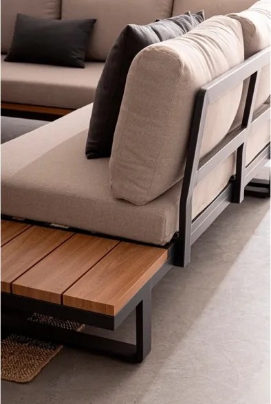 Salotto Angolare In Alluminio Con Cuscini E Tavolino Zelmar Antracite Bizzotto