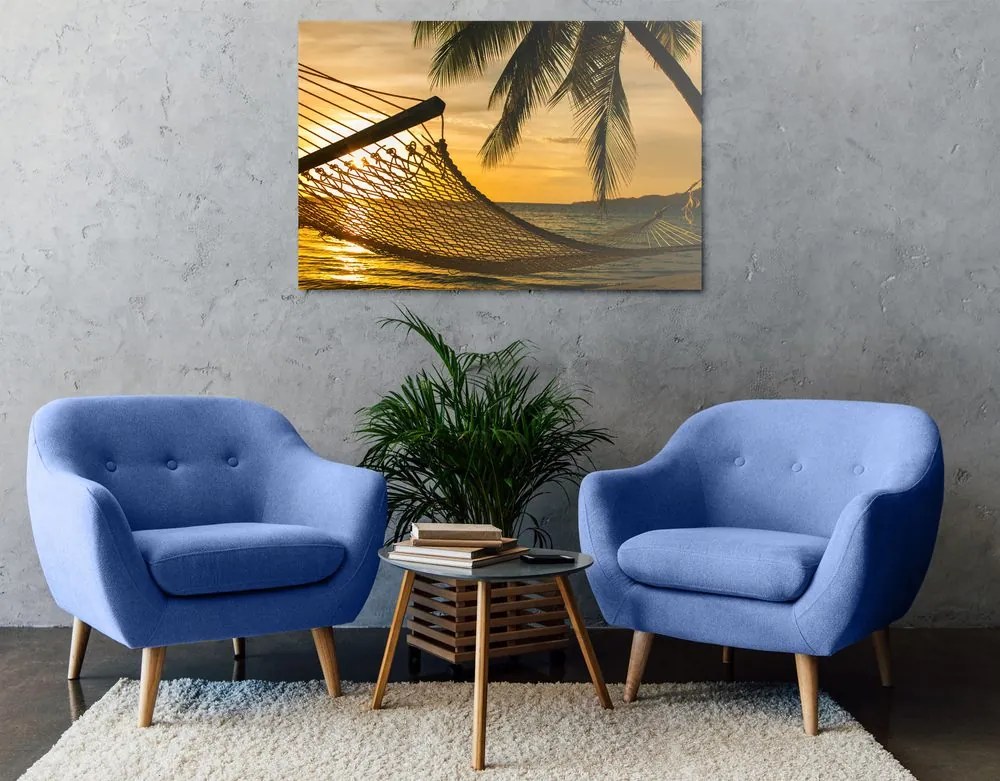 Quadro su tela – Amaca sulla spiaggia