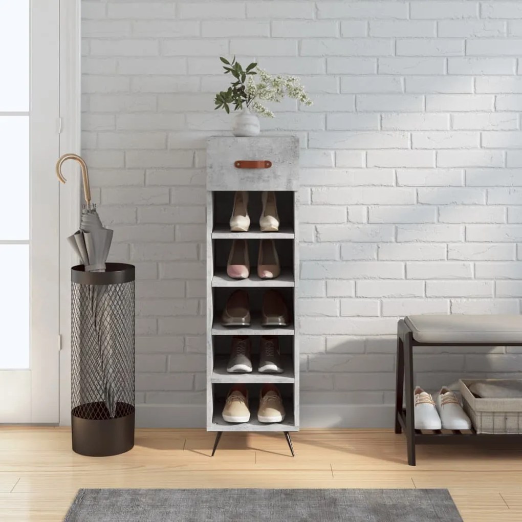 Scarpiera Grigio Cemento 30x35x105 Cm İn Legno Multistrato /