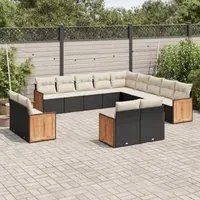 Set Divani da Giardino 13pz con Cuscini Nero in Polyrattan 3228205