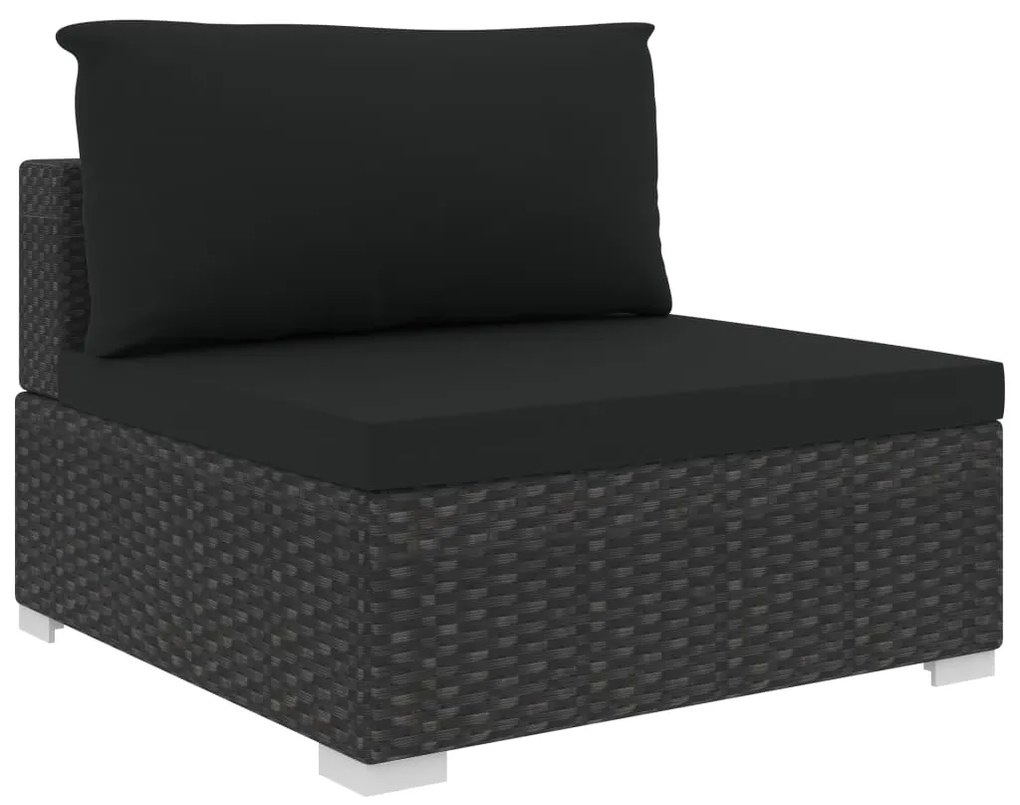 Set Divani da Giardino 5 pz con Cuscini in Polyrattan Nero