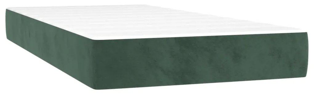 Letto a Molle con Materasso e LED Verde Scuro 90x190 cm Velluto