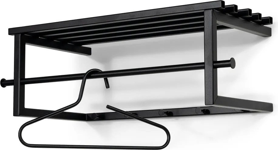Attaccapanni da parete nero in metallo con scaffale 76 cm Marco – Spinder Design