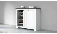 Scarpiera Dcigarin, Porta scarpe salvaspazio a 3 ante, Armadio multifunzione da ingresso, 114x42h100 cm, Bianco e Ardesia