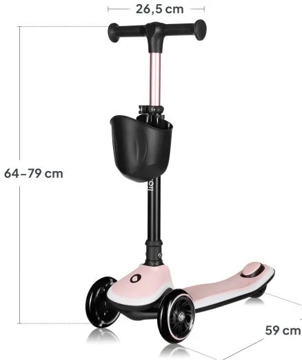 Lionelo - Monopattino per bambini MEY 3xAAA Pink Rose