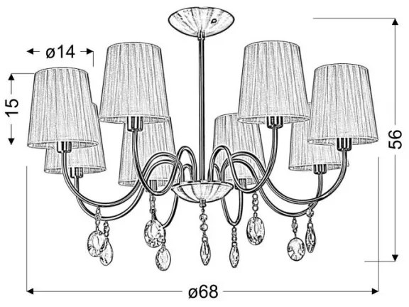 Lampadario su palo SORENTO 8xE14/40W/230V nero