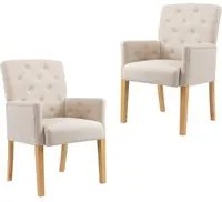 Sedie da Pranzo con Braccioli 2 pz Beige in Tessuto 3058291