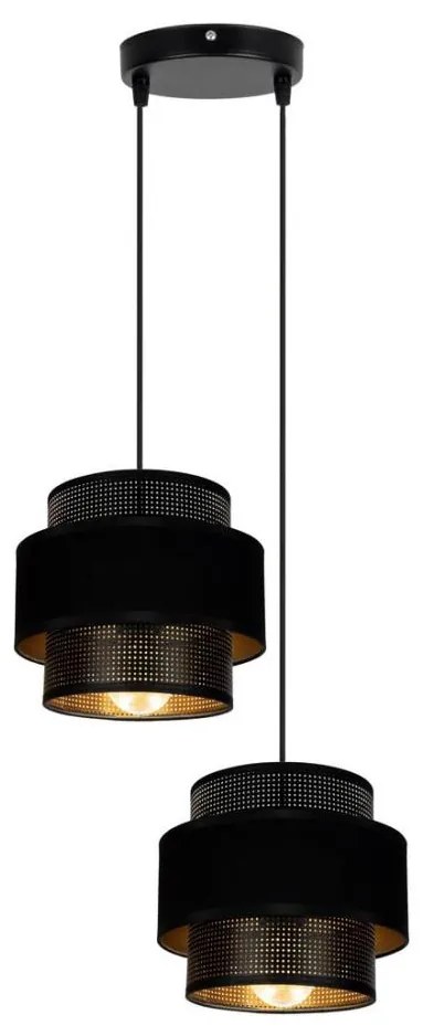 Lampadario a sospensione con filo NESS 2xE27/60W/230V diametro 30 cm nero