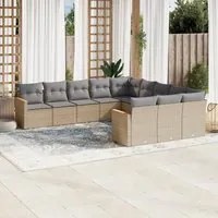 Set Divano da Giardino 11 pz con Cuscini Beige Misto Polyrattan 3226430