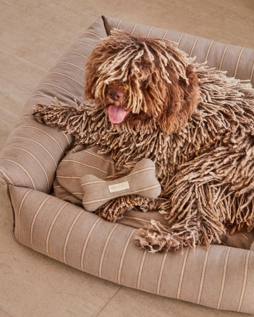 Kave Home - Cuccia grande Toby a righe e pelo marrone 75 x 75 cm