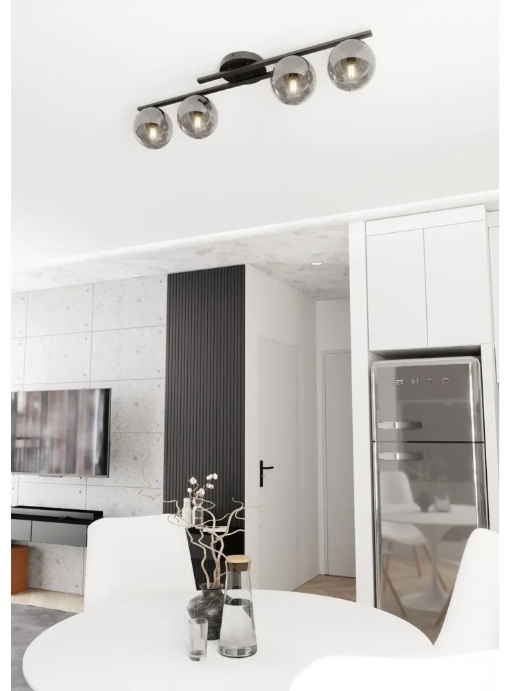Lampada da soffitto in acciaio KAIRO 4 da interno 4xE14 Colore del corpo Nero e Grafite