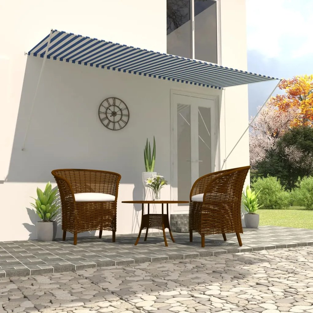 Tenda Da Sole Retrattile 300x150 Cm Blu E Bianco /