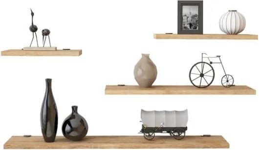 Set 4 Mensole A Parete Effetto Legno Rovere Spessore 18 mm Flying