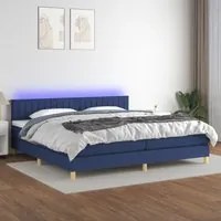 Letto a Molle Materasso e LED Blu 200x200cm in Tessuto 3133907