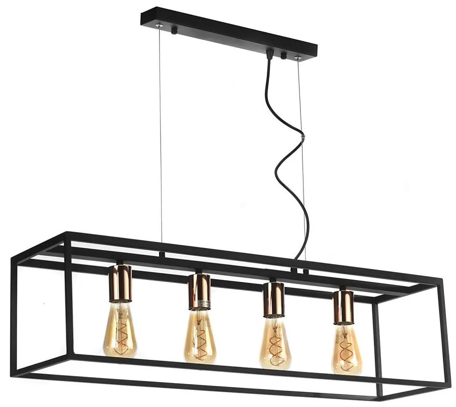 ONLI - Lampadario a sospensione con filo FLOKI 4xE27/15W/230V nero/rame