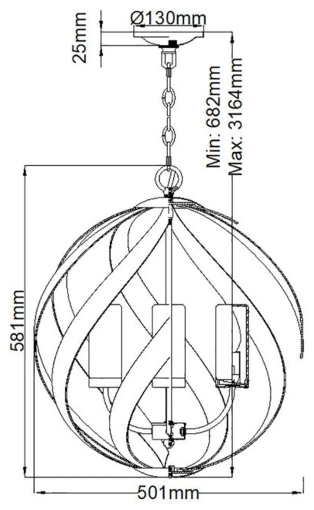 Lampadario Per Esterno Nordico Blacksmith Acciaio Nero Antico Vetro 4 Luci E14