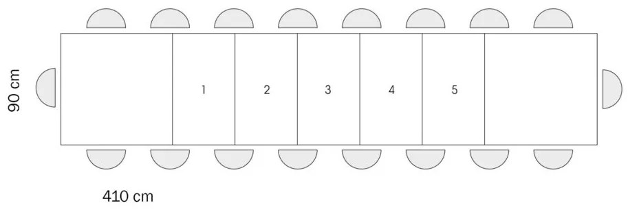 Tavolo JESOLO in legno nobilitato finitura beton allungabile 160×90 cm – 410×90 cm