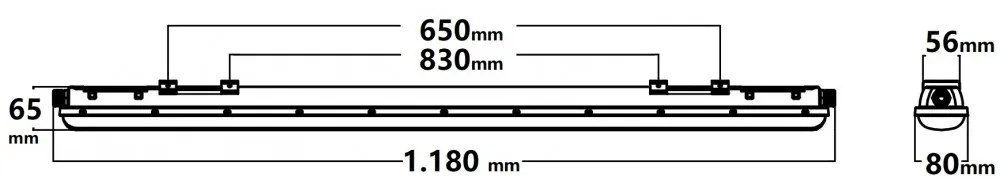 Plafoniera LED Stagna 120cm 36W, 4.300lm (120lm/W) Colore  Bianco Naturale 4.000K