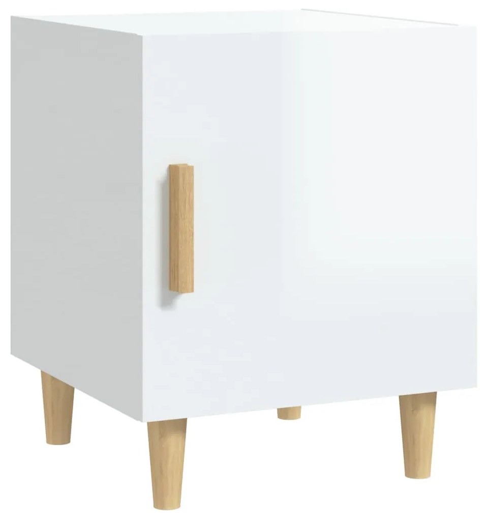 Comodini 2 pz Bianco Lucido in Legno Multistrato